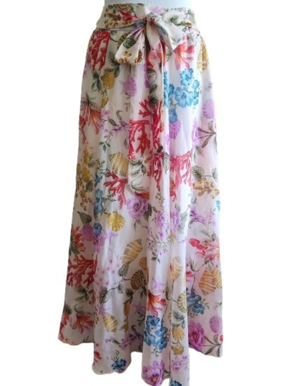 HER Destiny Floral Coral Reef Seashell Mix Print Maxi Skirt